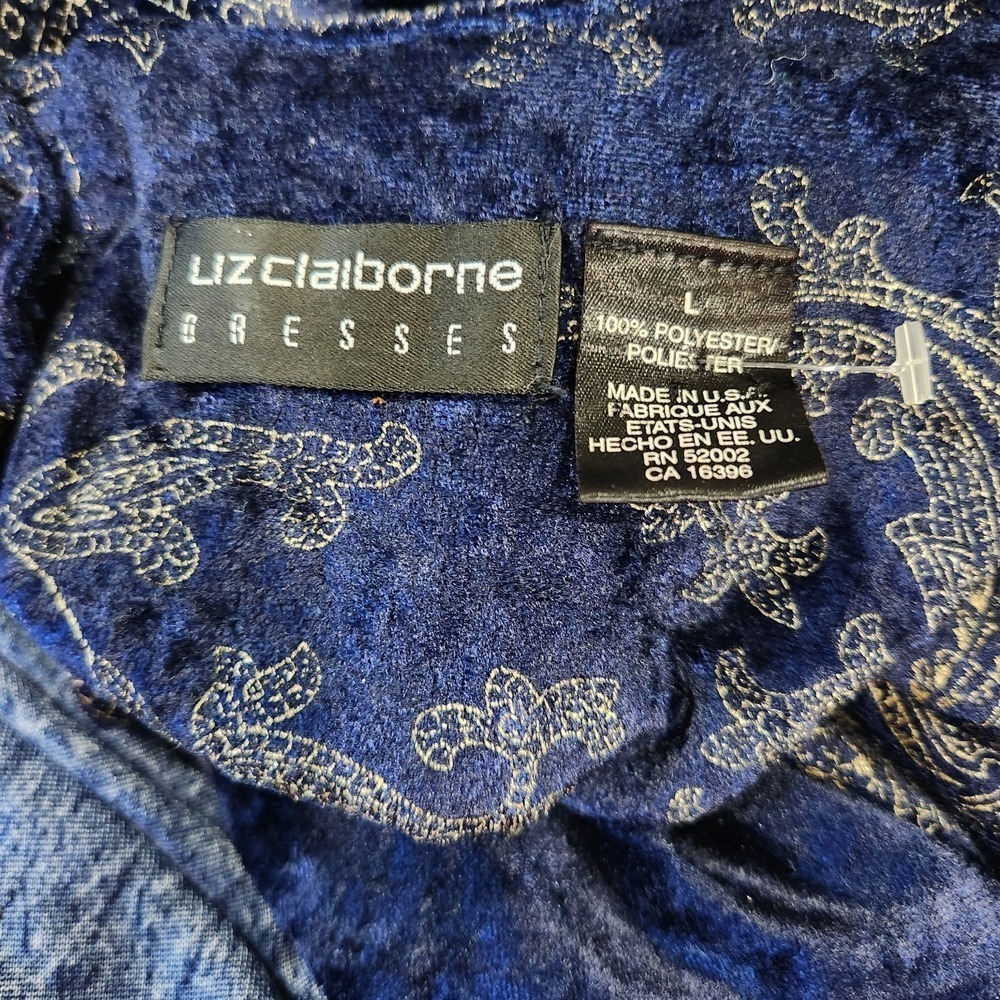 VTG Crush Velvet Maxi Dress Royal Blue/Purple GOLD DESIGN Long whimsigoth Shift - Picture 8 of 12